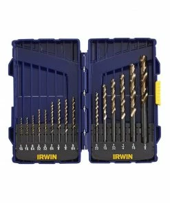 Promo 🔥 IRWIN Twist Drill Bits 15-Piece Assorted 6-in Gold Ferrous Coated Hss Twist Drill Bit Set 🛒