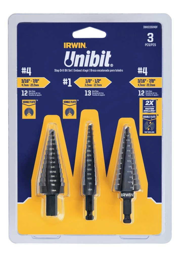 Cheap ๐ IRWIN Step Drill Bits Unibit 3PC STP BT Set #1 #4 #4 ๐ฏ 3 Cheap ๐ IRWIN Step Drill Bits Unibit 3PC STP BT Set #1 #4 #4 ๐ฏ