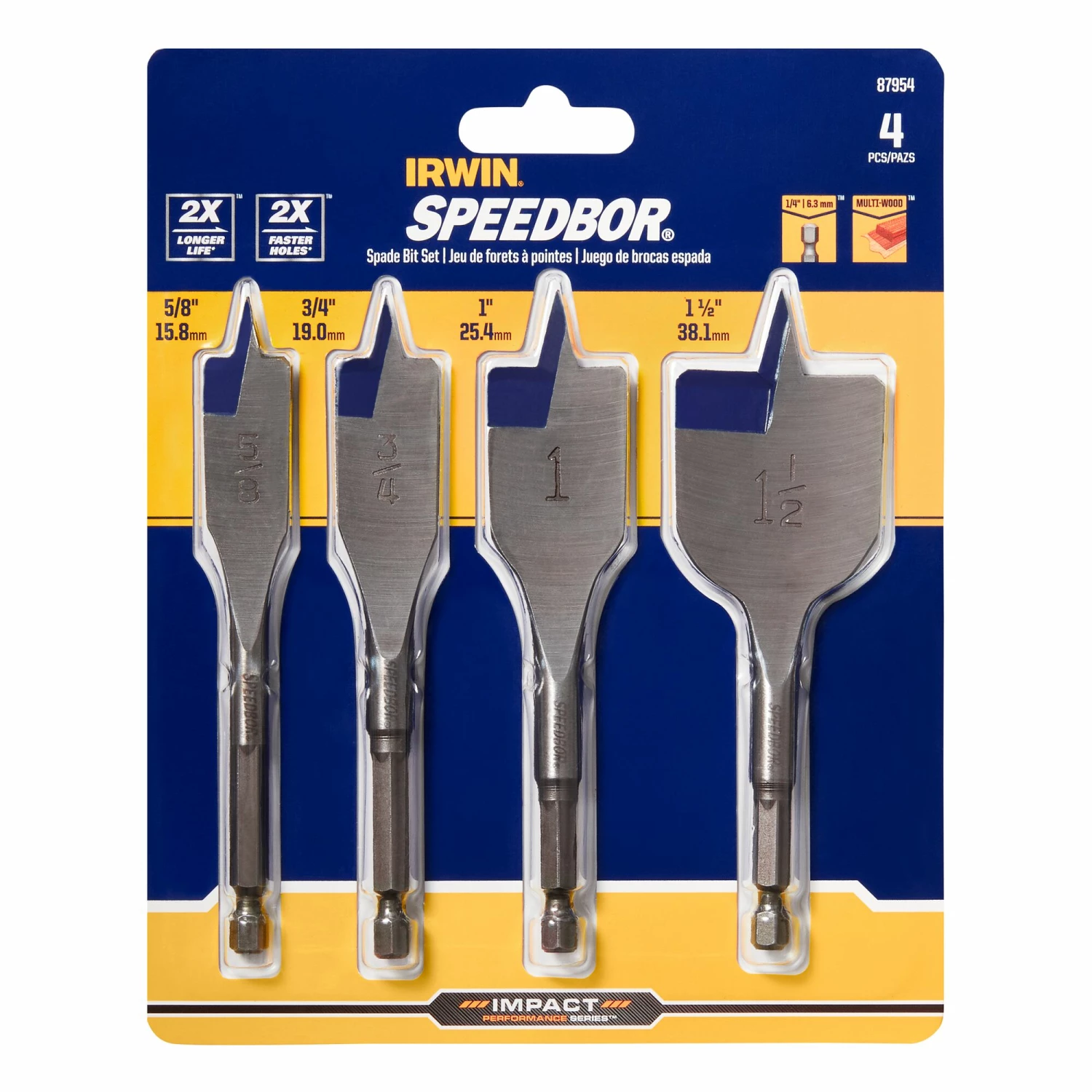 New ๐ IRWIN Woodboring Drill Bits 4-Piece 1/4-in Woodboring Spade Drill Bit Set ๐ 4 New ๐ IRWIN Woodboring Drill Bits 4-Piece 1/4-in Woodboring Spade Drill Bit Set ๐ - Image 2